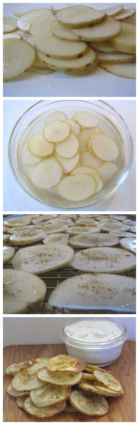 Baked Potato Chips with Lemon Dill Aioli