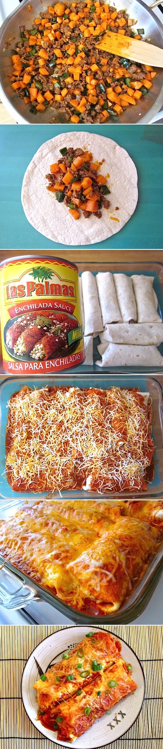 chorizo & sweet potato enchiladas